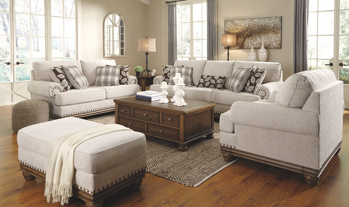 Ashley  Harleson 3-Seater Wheat Fabric Sofa With Rolled Arms