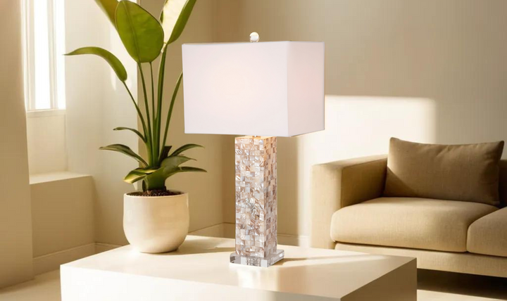 Harper 28" Nature Mother of Pearl Table Lamp With Crystals (Set of 2)