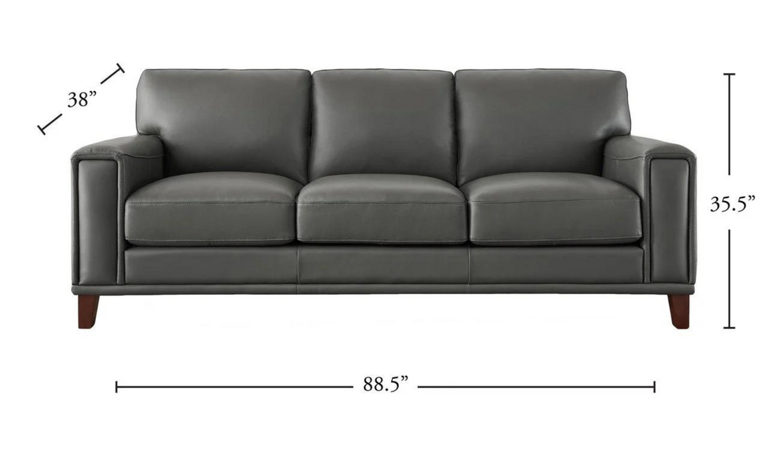 Hayward 3-Seater Leather Sofa In Gray-Jennifer Furniture