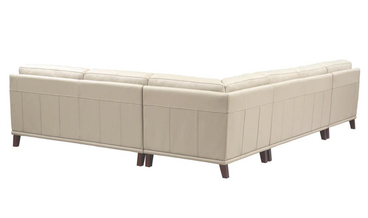 Hayward 5-Pieces Leather Sectional Sofa in Vanilla White