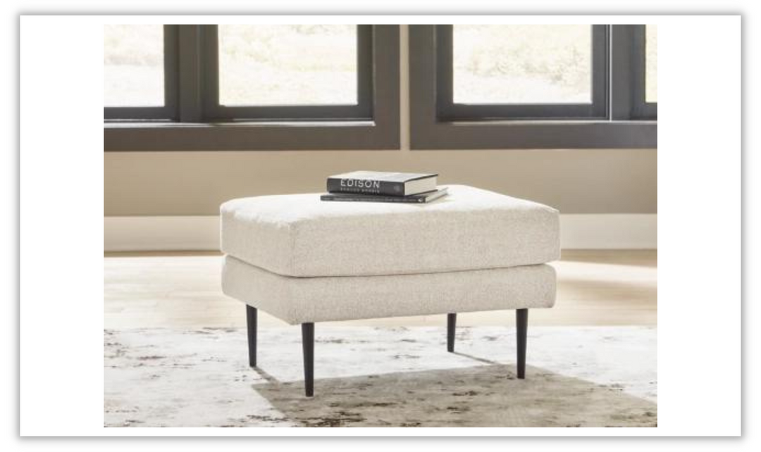 Hazela Fabric Upholstered Ottoman with Wooden Legs