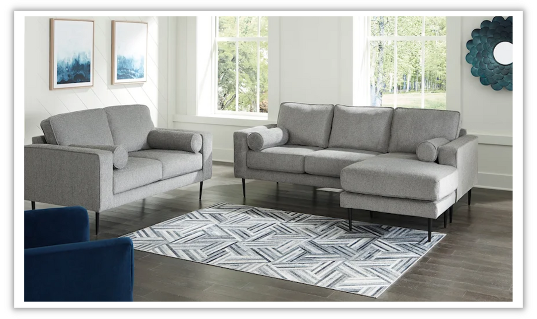 Hazela Fabric Upholstered Loveseat with Track Arm