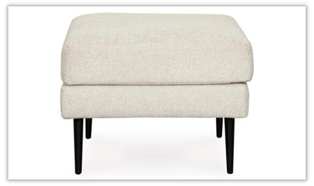 Hazela Fabric Upholstered Ottoman with Wooden Legs