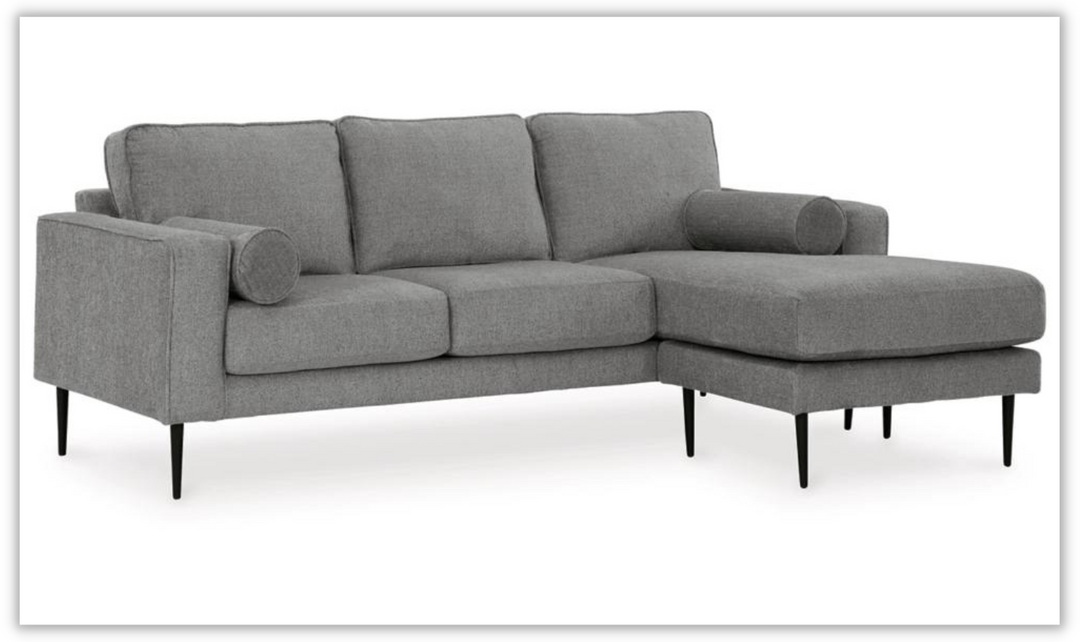 Hazela Fabric Upholstered Sofa Chaise In Charcoal