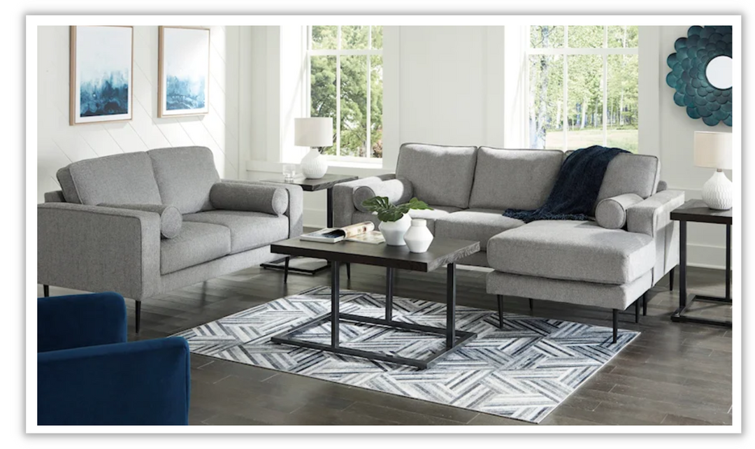 Hazela Fabric Upholstered Loveseat with Track Arm