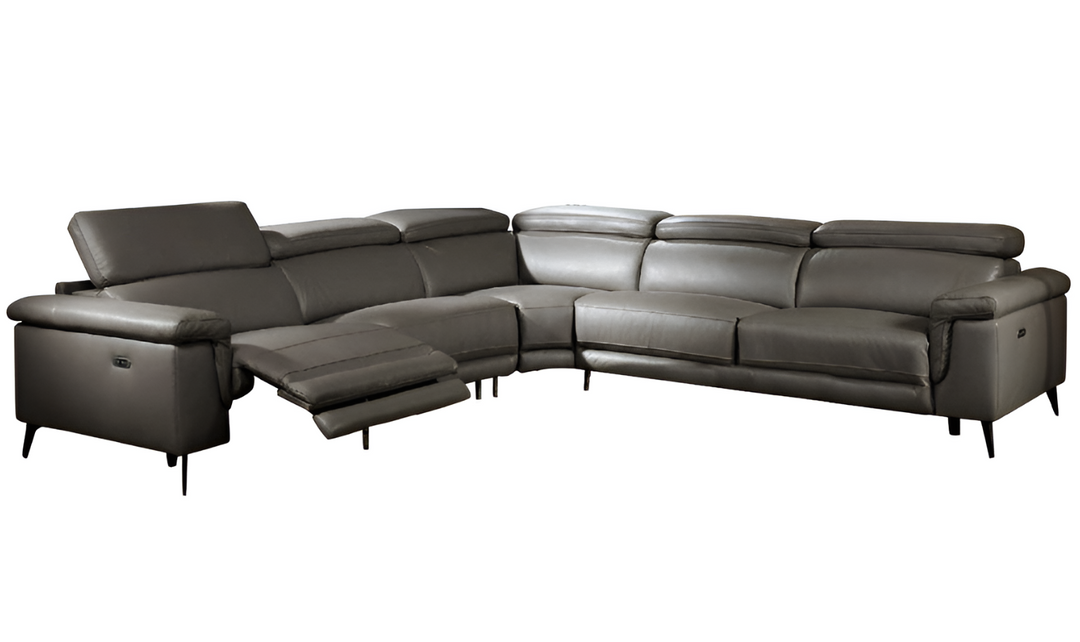 Gio Italia Hendrix Leather Power Sectional Sofa with Two Recliners