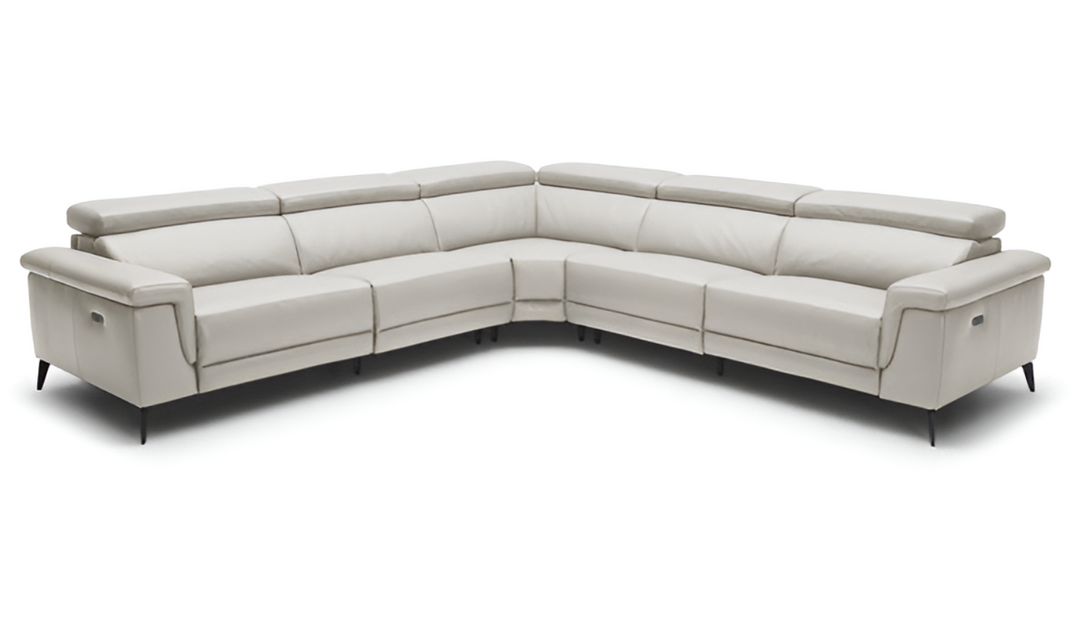 Gio Italia Hendrix Leather Power Sectional Sofa with Two Recliners