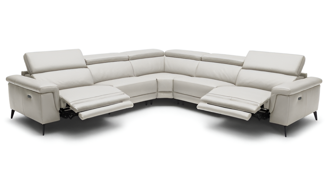 Gio Italia Hendrix Leather Power Sectional Sofa with Two Recliners