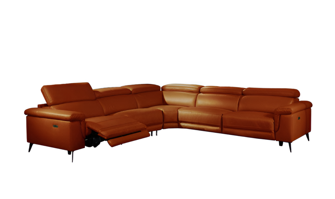 Gio Italia Hendrix Leather Power Sectional Sofa with Two Recliners