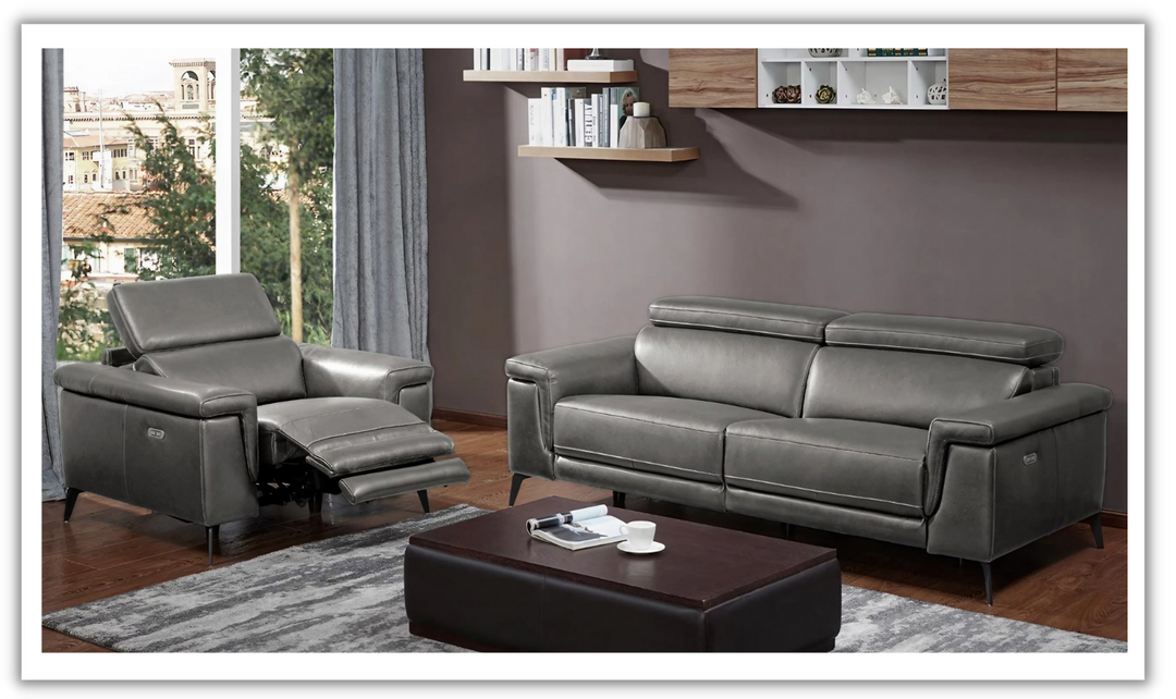 Hendrix Leather Power Recliner Living Room Set- jennifer furniture