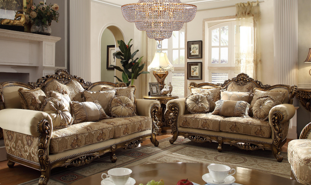 Homeydesign Hendra 3 Pieces Traditional Living Room Set in Brown- jennifer furniture