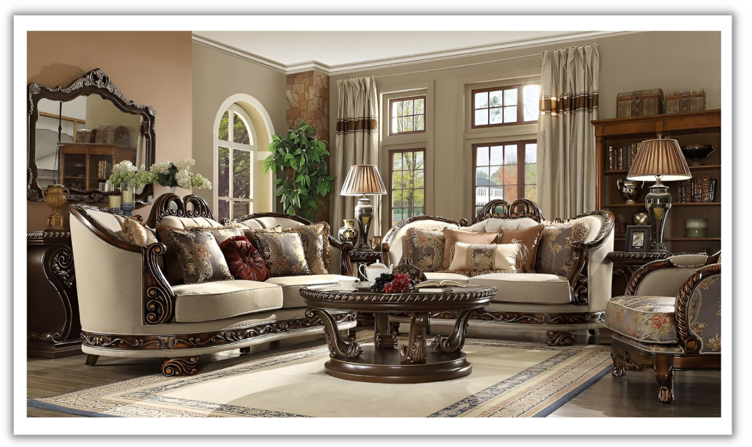 Homeydesign Horner 3 Pieces Traditional Living Room Set in Beige- Jennifer furniture