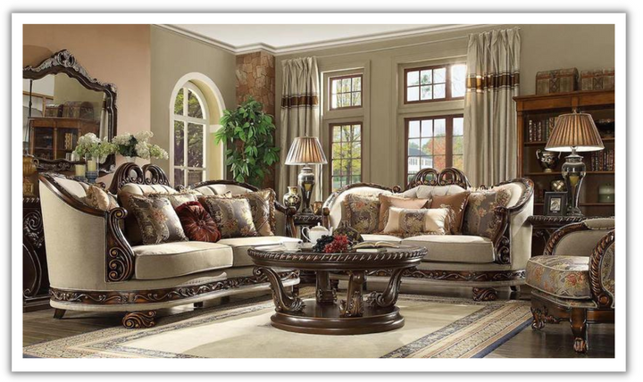 Homey Design Horner Chenille Fabric Traditional Loveseat in Beige