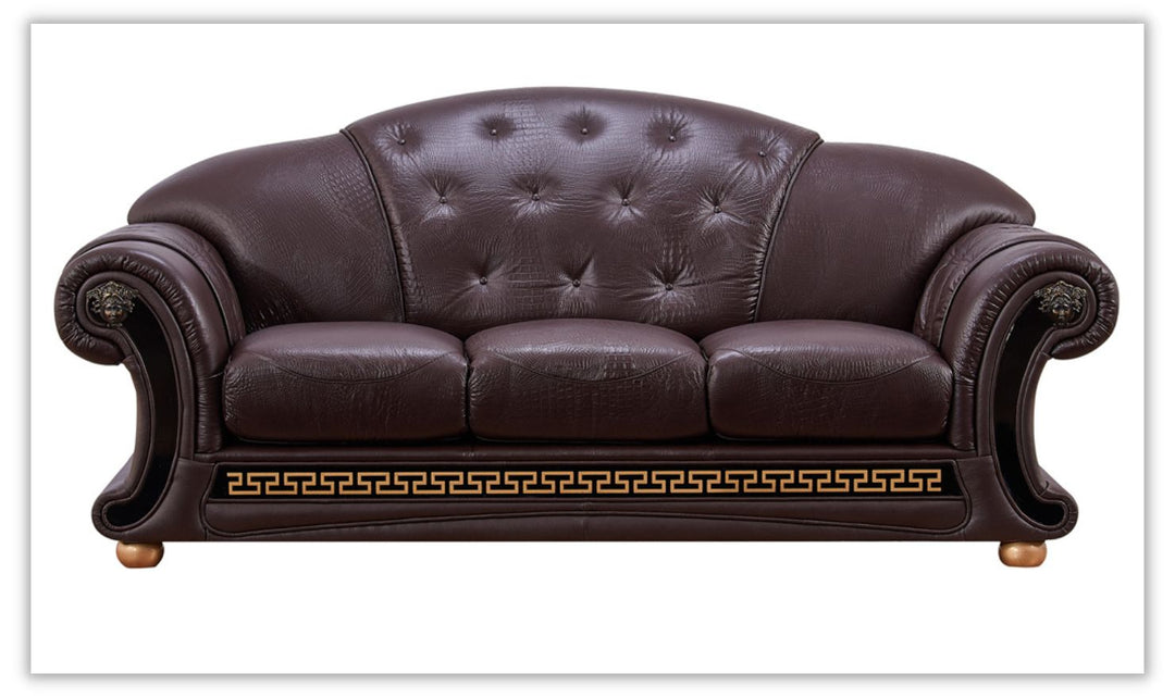 ESF Furniture Apolo Italian Leather Living Room Set with Tufted Seats