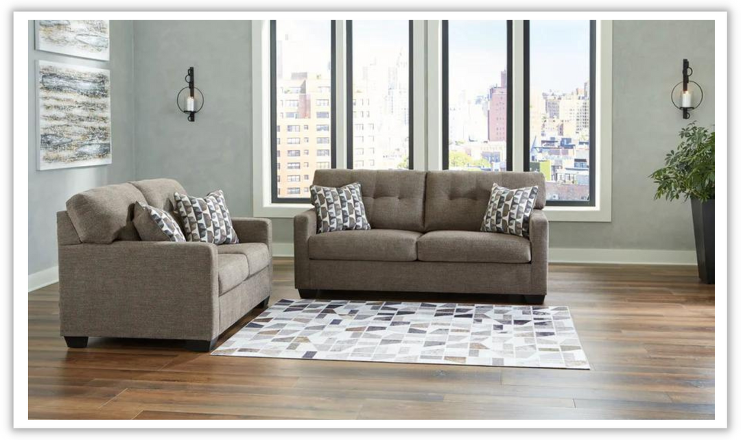 Mahoney Fabric Upholstered Living Room Set with Track Arm