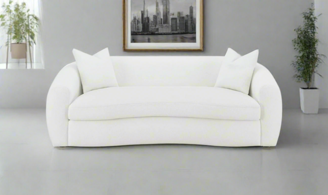 Isabella 3-Seater Fabric Sofa With Tight Back Cushions In White-Jennifer Furniture