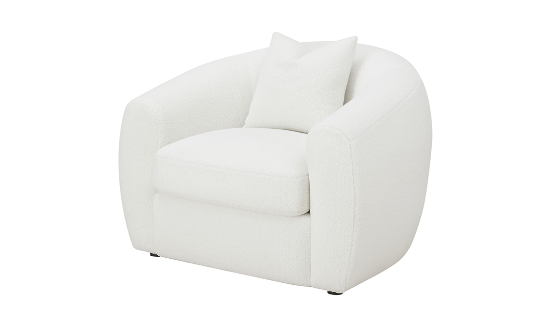 Isabella Boucle Upholstery Cushion Chair in White-Jennifer Furniture