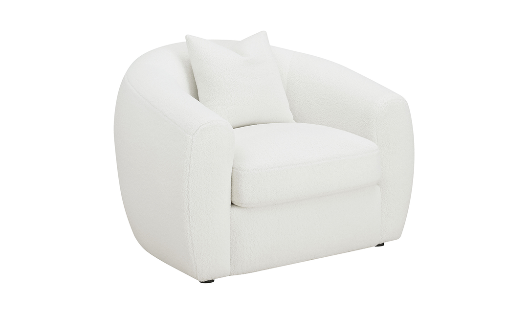 Isabella Boucle Upholstery Cushion Chair in White-Jennifer Furniture