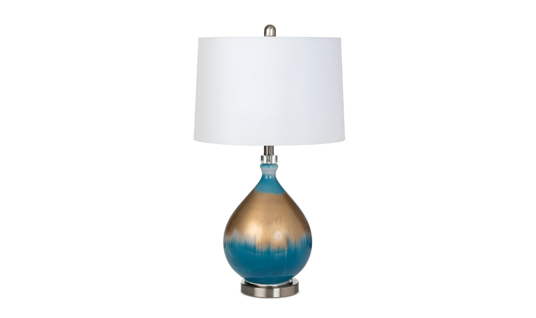 Jasmine 27" Gold/Blue Glass Table Lamp (Set of 2)