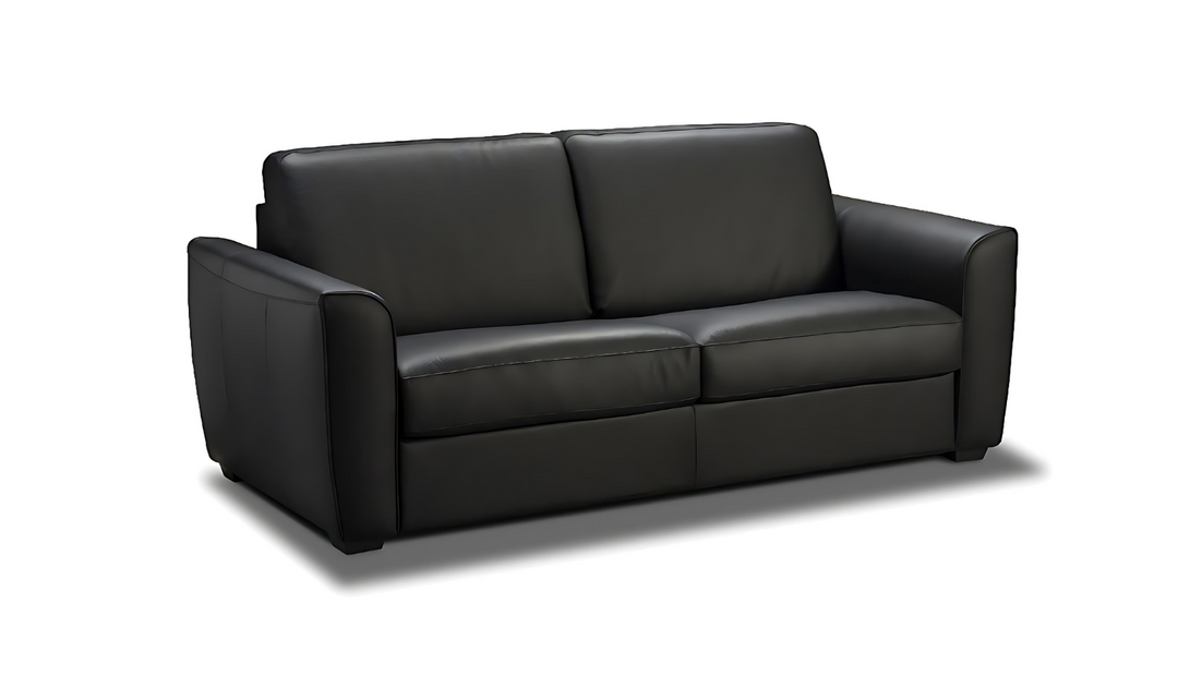 Jennifer Italia Elora 2-Seater Black Leather Sleeper Sofa with Memory Foam Mattress