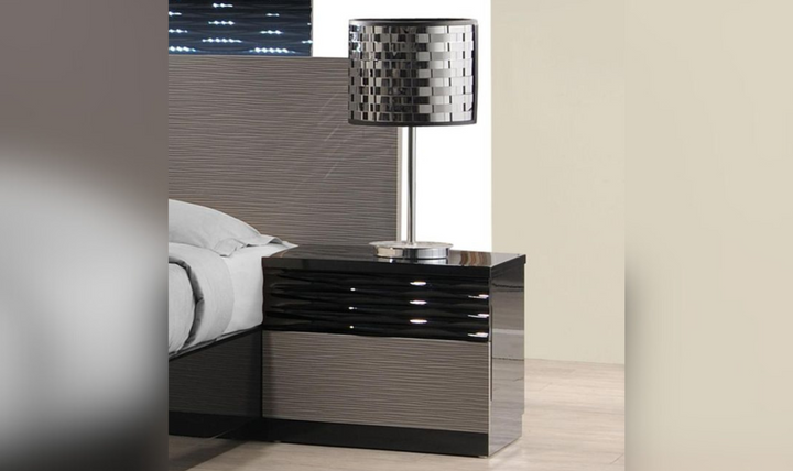 Jennifer Italia Rondo 2-Drawers Wooden Nightstand in Black and Gray