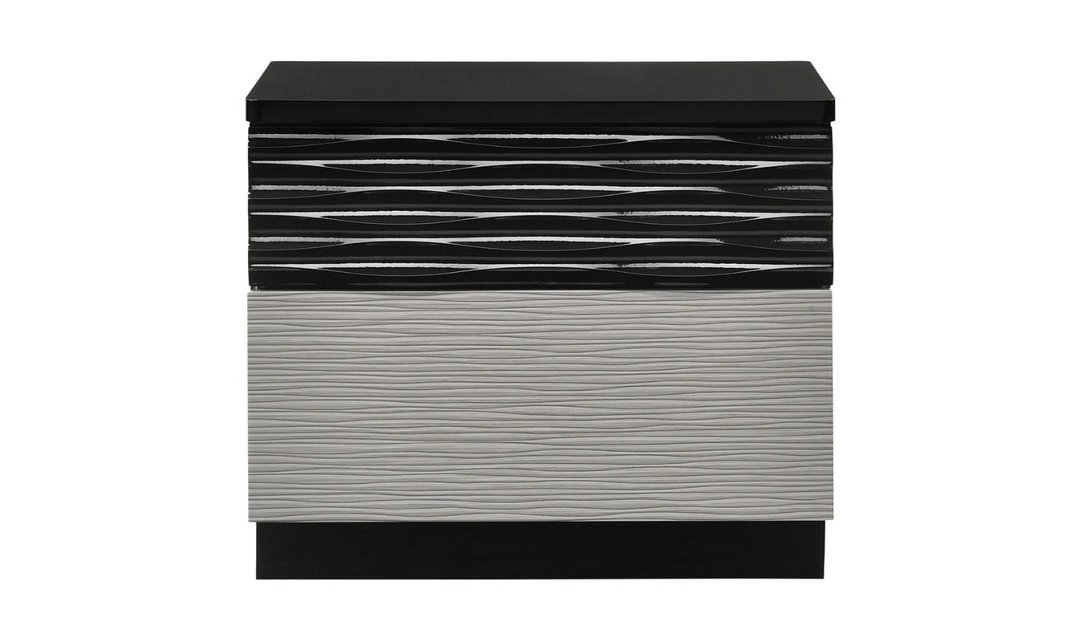 Jennifer Italia Rondo 2-Drawers Wooden Nightstand in Black and Gray