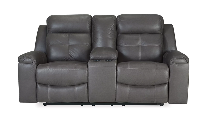 Ashley Jesolo Leather Reclining Loveseat with Console