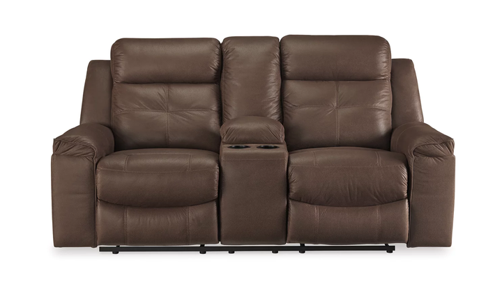 Ashley Jesolo Leather Reclining Loveseat with Console