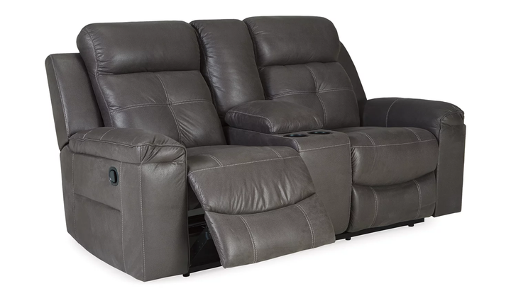 Ashley Jesolo Leather Reclining Loveseat with Console