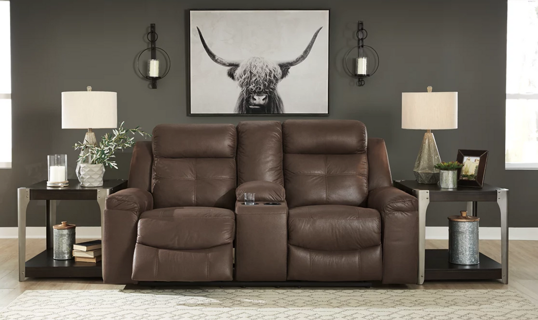 Ashley Jesolo Leather Reclining Loveseat with Console