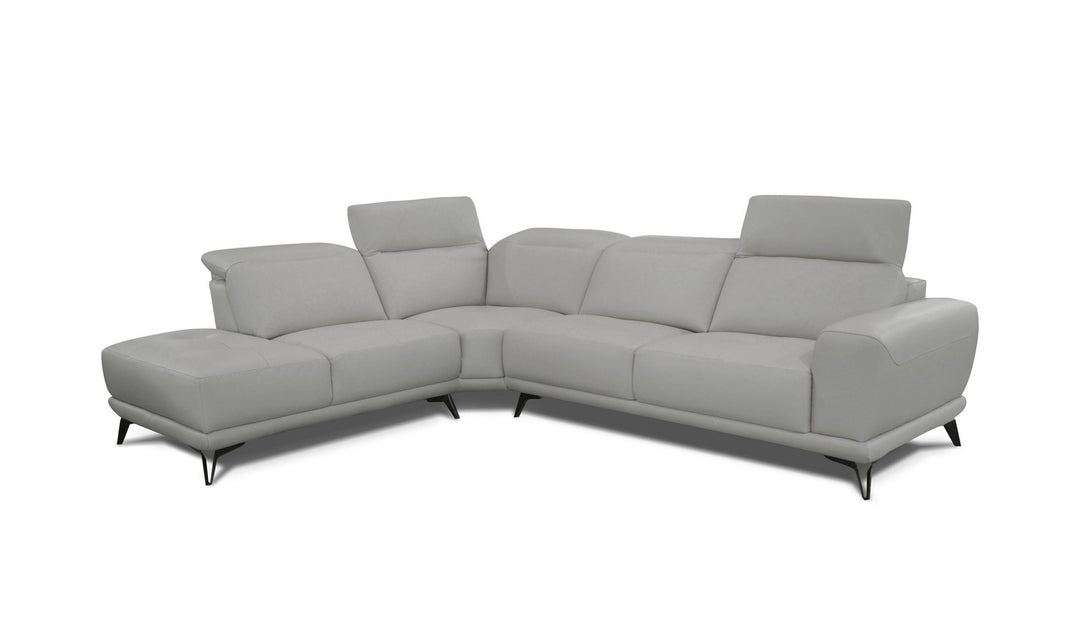 Bracci Karma L-shaped Leather Sectional Sofa with Manual Headrest