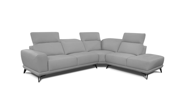 Bracci Karma L-shaped Leather Sectional Sofa with Manual Headrest