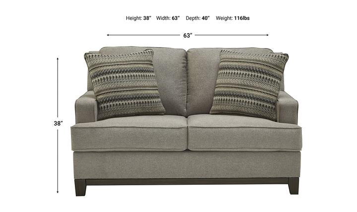 Ashley  Kaywood Stationary Fabric Loveseat in Granite Gray