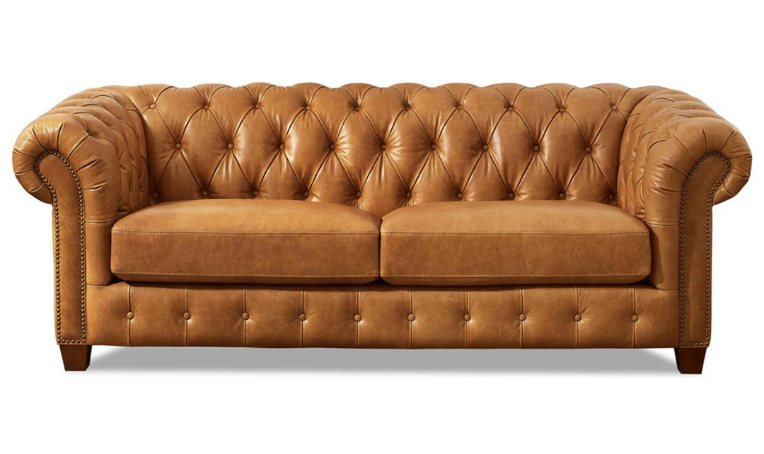 Kingston 2-Seater Waxy Pull-up Leather Sofa With Button Tufted Seats