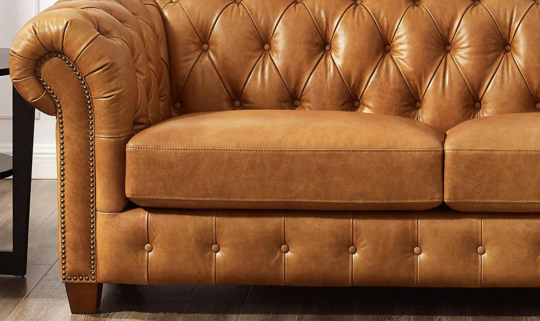 Kingston 2-Seater Waxy Pull-up Leather Sofa With Button Tufted Seats