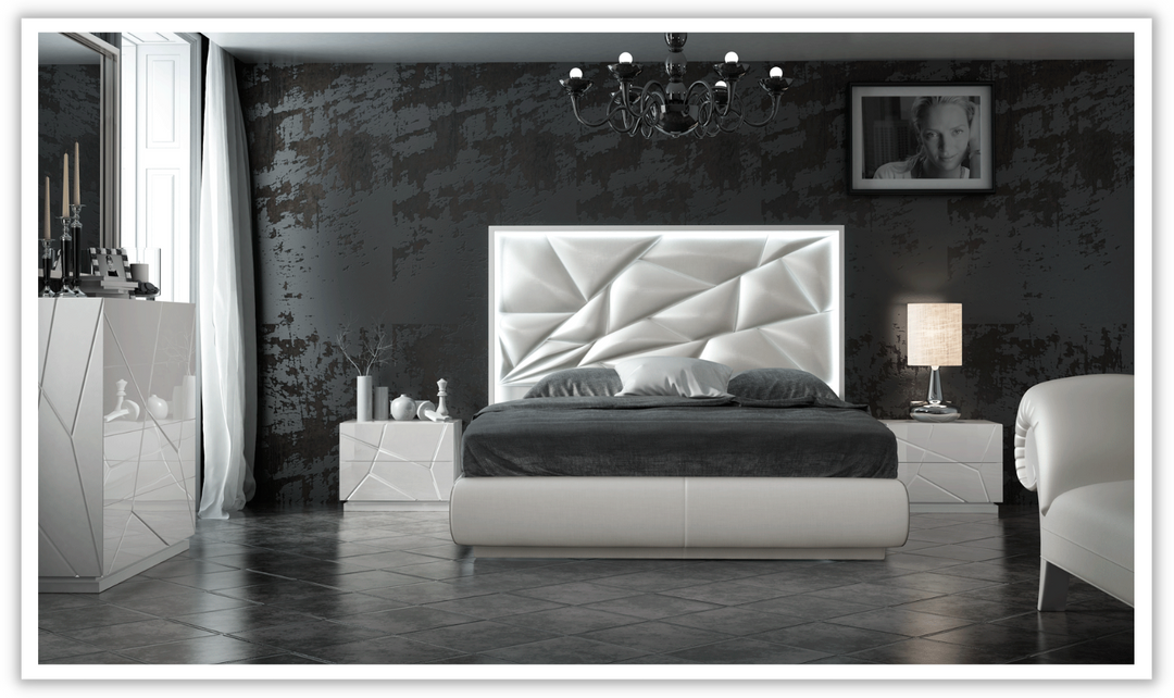 ESF Italia Kiu Faux Leather (King /Queen) Panel Bed with LED Headborad