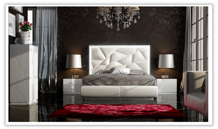 ESF Italia Kiu Faux Leather (King /Queen) Panel Bed with LED Headborad