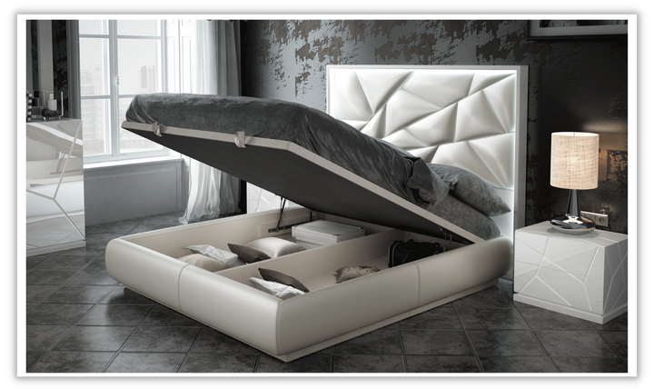 ESF Italia Kiu Faux Leather (King /Queen) Panel Bed with LED Headborad