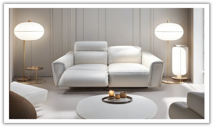 Kuka Ordla Coconut White Power Reclining Loveseat with Storage Console