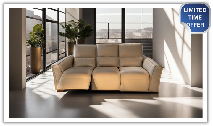 Kuka Florida 3-Seater Leather Power Reclining Sofa in Gray