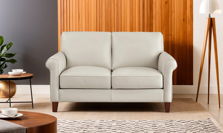 Laguna 2-Seater Leather Loveseat With Rolled Arms