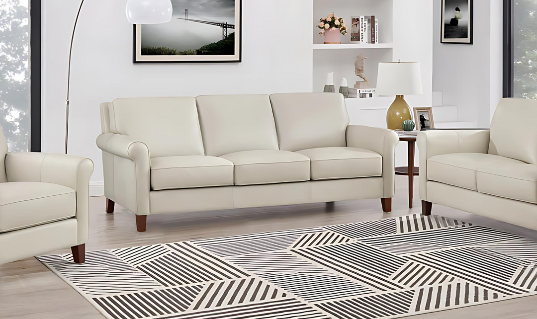 Laguna 2-Seater Leather Loveseat With Rolled Arms