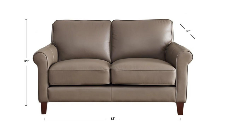 Laguna 2-Seater Leather Loveseat With Rolled Arms