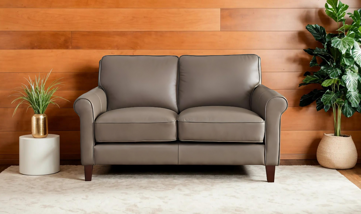 Laguna 2-Seater Leather Loveseat With Rolled Arms