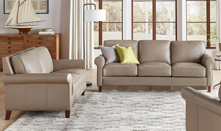 Laguna 3-Seater Leather Sofa With Rolled Arms