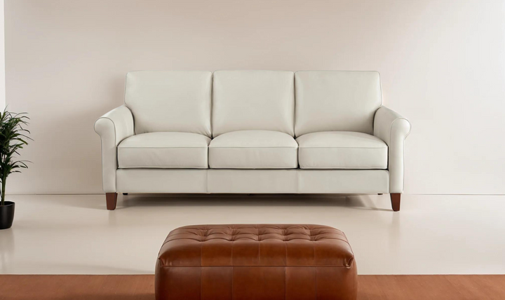 Laguna 3-Seater Leather Sofa With Rolled Arms