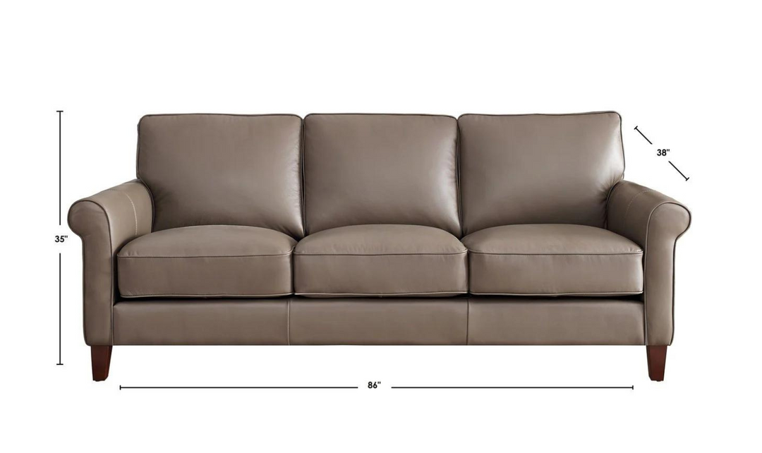 Laguna 3-Seater Leather Sofa With Rolled Arms