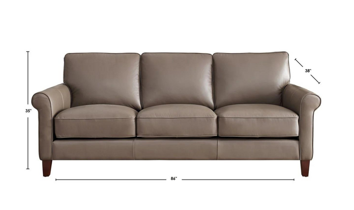 Laguna 3-Seater Leather Sofa With Rolled Arms