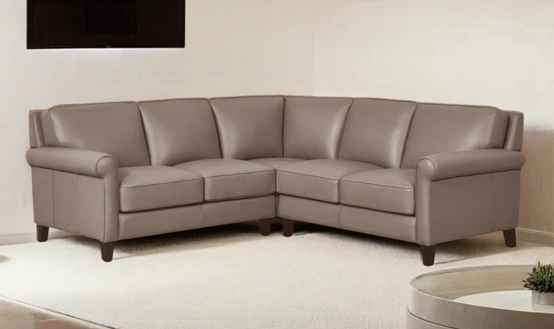 Laguna Leather Sectional Sofa in Taupe Brown