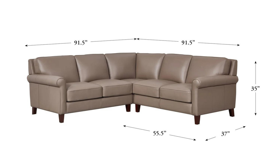 Laguna Leather Sectional Sofa in Taupe Brown